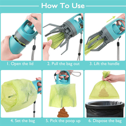 Portable  Dog Pooper Scooper With Built-in Poop Bag Dispenser